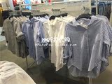 HM H&M专柜正品代购2016春女装竖条纹纽扣式衬衫0297020011