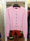 2016秋冬新款针织开衫短款薄外套小香风粉色棱格纹纯色女披肩上衣