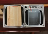 正品 普乐美不锈钢水槽FK506 双槽带台控刀具 高端厨房洗菜盆