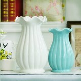 欧式复古条纹白简约大肚陶瓷花瓶摆件家居装饰品水培插花养花花器