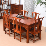 明清仿古中式实木茶艺功夫茶桌椅餐桌组合1.76米多功能茶桌南榆木