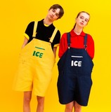 韩国正品代购LUV IS TRUE 男女同款宽松背带字母ice连身裤