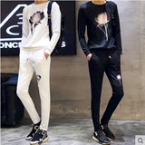 2016春秋男士休闲运动套装夏季长袖学生韩版修身青少年潮流两件套