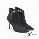 Xcollection16新品超尖头细高跟舒适真皮短筒靴气质简约女靴