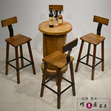 实木铁艺吧台椅 榆木个性咖啡椅 漫咖啡餐厅休闲高脚吧椅定制家具