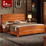 高档中式橡木床1.5米现代简约纯实木双人床1.8米气压高箱储物婚床