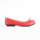 LIGER FOREST夏季女鞋平跟鳄鱼纹酒红色蝴蝶结单鞋浅口平底鞋子女