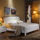 高端雕花双人床1.5m美式实木床1.8卧室白色婚床海棠色现代橡木床