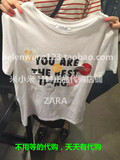 ZARA zara专柜正品代购2016新款女装纯色字母胸针宽松圆领短袖T恤