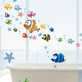 包邮墙贴幼儿园儿童房间浴室卫生间装饰墙纸防水贴画自粘贴纸小鱼