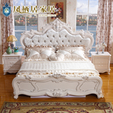 欧式布艺婚床高箱欧式 床储物床实木双人1.8米公主床象牙白家具