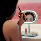 韩国创意MUID台式化妆镜台灯LED充电卧室床头灯储物镜子台式灯