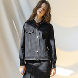 2016韩版新款女装上衣深蓝黑色牛仔外套女长袖宽松短外套百搭夹克