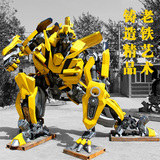 大型大黄蜂变形金刚机器人汽车人模型雕塑金属摆件展会览迎宾租赁