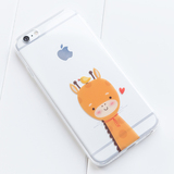 包邮韩国插画长颈鹿苹果6s手机壳iPhone6plus超薄透明保护套4.7寸