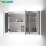 橡木浴室镜柜镜箱实木卫生间镜子三门卫浴柜带置物架吊柜定制白色