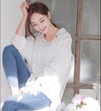 2016夏季女装韩国东大门韩版V领优雅纯色镂空宽松长袖衬衫上衣