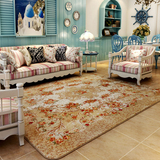 绒面法莱绒 地毯客厅茶几垫 卧室地毯 欧式田园花卉 长方形