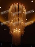 酒店大厅创意造型超高三层多圆水晶灯非标工程灯订制定做圆形吸顶