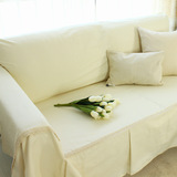 简约现代米白纯色棉麻沙发垫巾套罩冬季全盖四季亚麻布艺加厚防滑