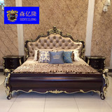 欧式实木双人床高箱储物1.8米真皮美式床法式田园公主床婚床卧室