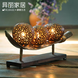 椰壳雕花装饰台灯东南亚风格桌灯个性创意装饰床头灯