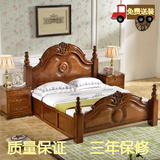 全实木床榆木双人床1.8米高箱储物现代简约中式欧式婚床厂家直销