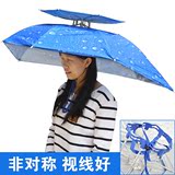 头戴伞帽钓鱼伞帽双层二折大号防晒帽子雨伞超轻折叠遮阳防紫外线