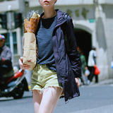 5-22夏季连帽纯色长袖薄款风衣女式韩版中长款修身防晒衣外套潮