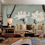欧式3D立体客厅壁纸油画花卉背景墙美容院养生馆墙纸墙布壁画