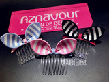 韩国进口AZ正品阿兹娜Aznavour 新款竖条大兔耳朵 插梳 顶夹 发梳