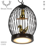 美式乡村田园地中海中式新古典复古鸟笼led吊灯金色小鸟创意灯饰