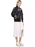 小众新品2016SS重磅镂空星星蕾丝百褶设计文艺长款半身裙黑白纯色