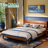 林氏木业中式木床1.5米1.8双人床简约现代大床卧室家具LS005MC1