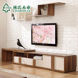 林氏木业简约现代电视柜小户型客厅带抽屉储物可伸缩地柜家具CP1M