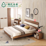林氏木业现代简约板式床1.8m双人床大床卧室榻榻米套装家具CP4A-A