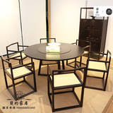 新中式酒店客栈餐厅家具明式仿古茶楼茶室桌子实木餐桌椅组合
