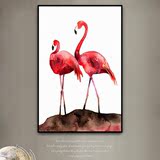 红色火烈鸟简约欧美客厅家居装饰画 壁画餐厅无框画抽象玄关挂画