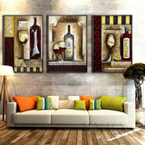 毕加索风格酒吧酒杯酒瓶葡萄酒油画装饰画卧室欧式壁画餐厅无框画