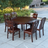 全实木餐桌小户型四方桌伸缩长方形多功能四方折叠圆形餐桌椅组合
