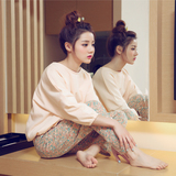 韩国2016新春季纯棉长袖可爱甜美圆领女士睡衣家居服碎花夏季大码