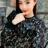 2016秋冬装韩版卫衣女士蕾丝加绒加厚长袖大码宽松优雅打底衫上衣