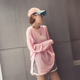 甜心家2016夏装新款女装韩版宽松休闲运动T恤短裤两件套装粉色潮