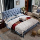 美式布艺床美式床软床布床 北欧布艺床简约现代床1.8双人床欧式床