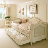 木梵森全实木床 美式乡村床儿童床沙发床雕花 复古床法式床沙发床