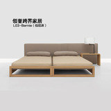 布艺床 简约现代沙发床 折叠拼接床 水曲柳实木床 加宽双人床