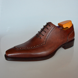 固特异男鞋定制低帮英伦方头真皮系带进口商务正装纯手工皮鞋包邮