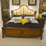 美式全实木双人床1.5米1.8米简约婚床欧式胡桃木真皮床深色包到家