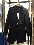 百丝BCVOGA专柜正品2015春 简约大V领中长款女装外套B151JC0212