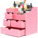 韩版创意DIY桌面收纳盒 木质化妆品收纳盒收纳架 带抽屉置物架